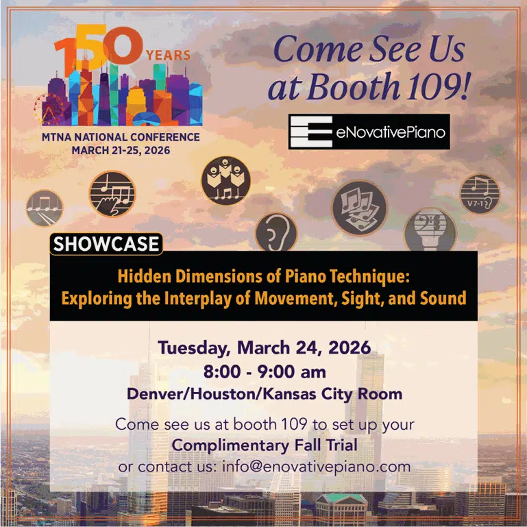 this is an announcement of the eNovativePiano showcase on Tuesday, March 24, at eight in the morning in chicago.